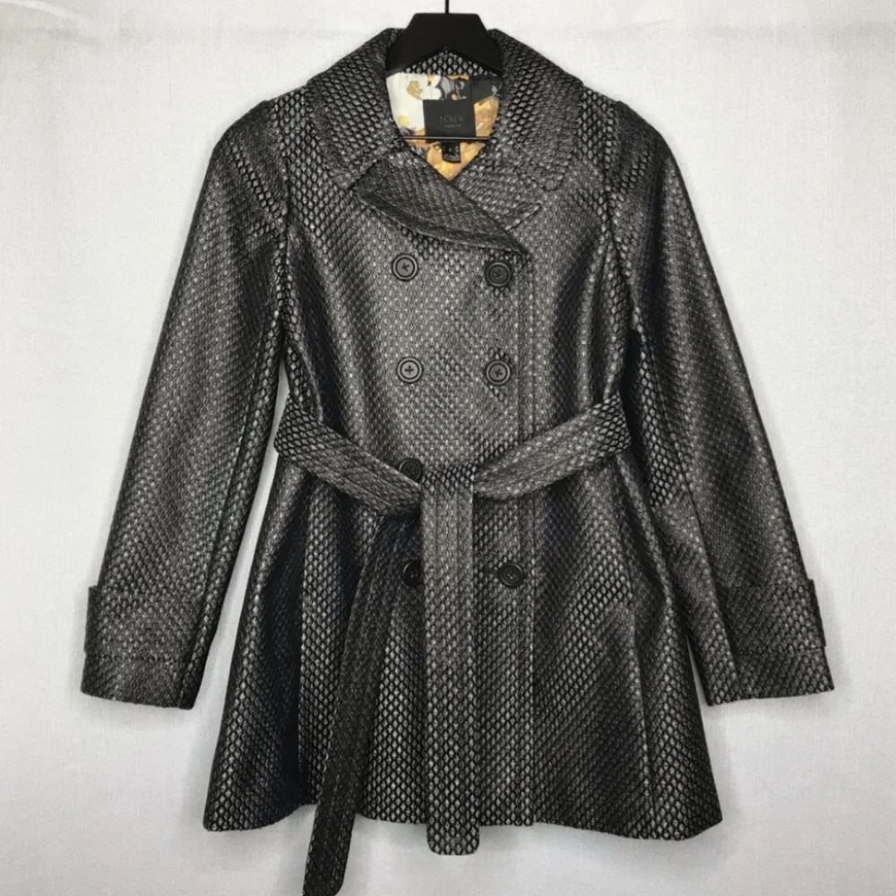 Gunmetal Metallic Brocade Tweed Peacoat - J. Crew Collection - Picture 8 of 16